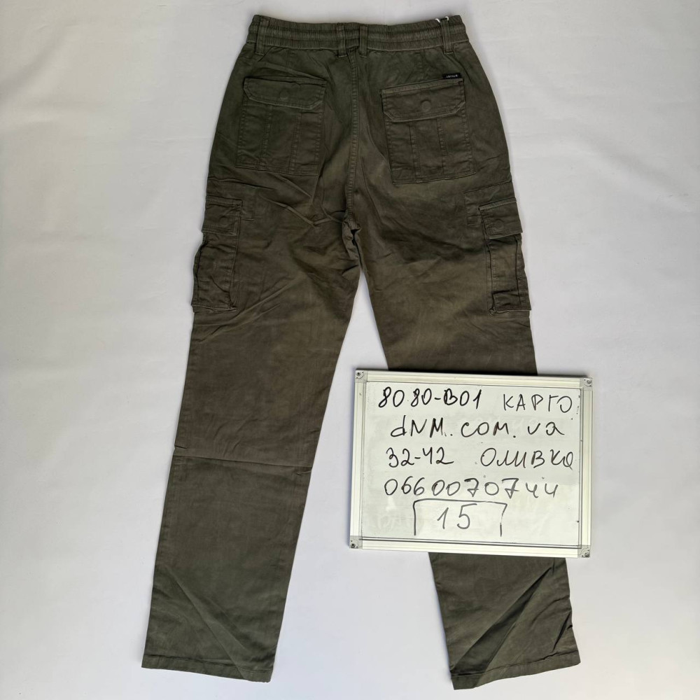 Akpzen Карго брюки оливкового кольору з боковими кишенями 32-42 8080-01