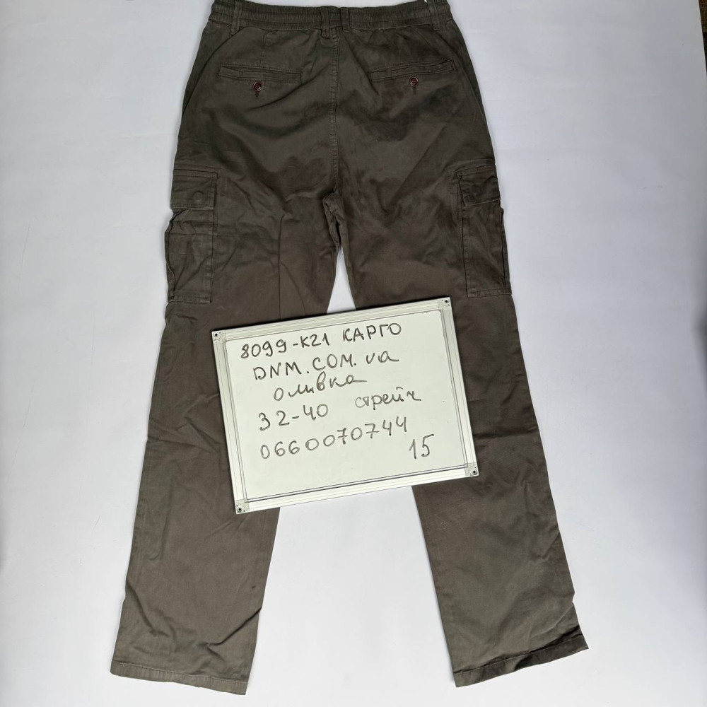 Akpzen Карго брюки оливкового кольору з боковими кишенями Cargo 32-40 8099-21