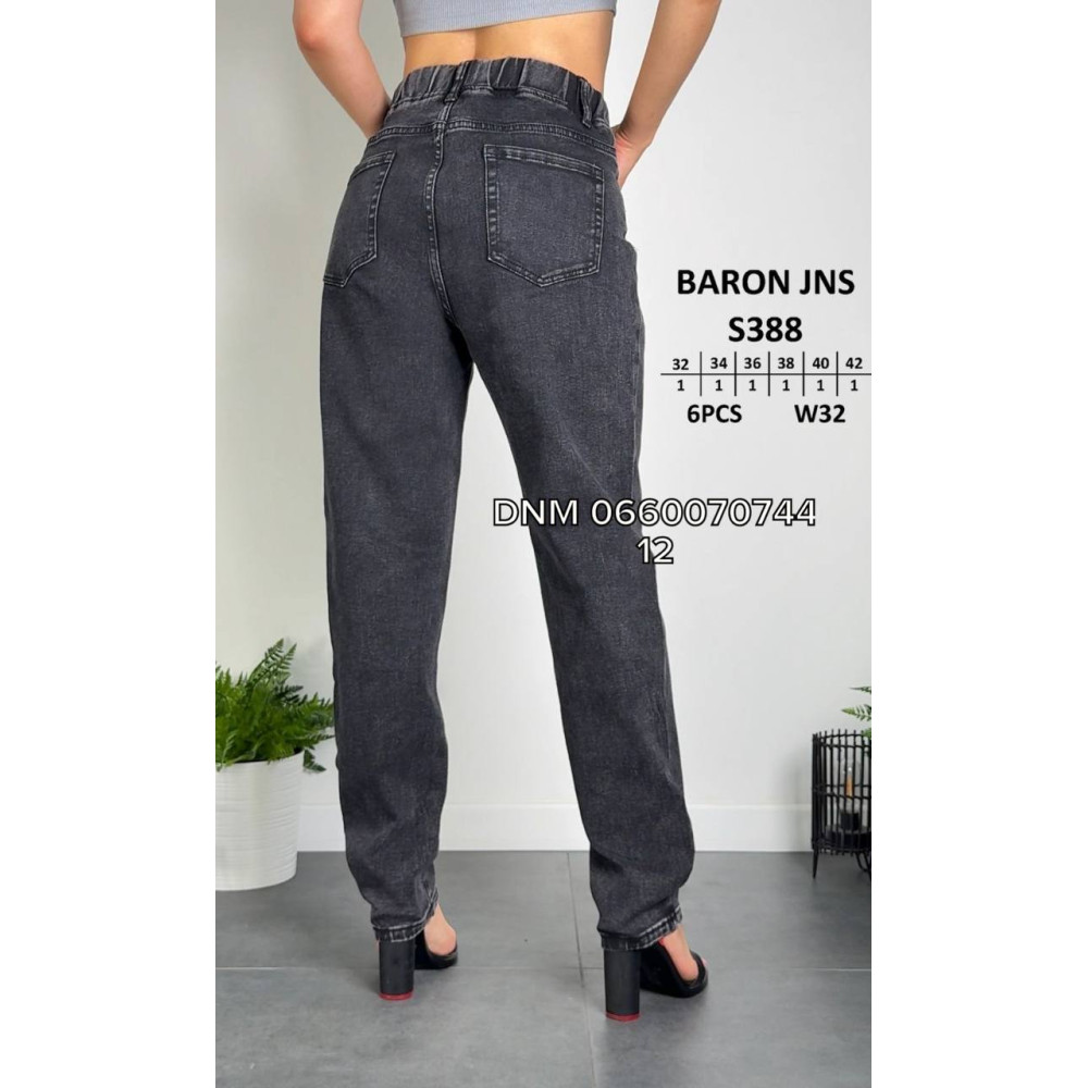 Baron Мом джинси пояс резинка сірого кольору стрейчеві Mom fit 32-42 388