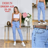 Derun Мом джинси блакитного кольору 25-30 8289