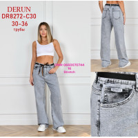 Derun Труби джинси широкі сірого кольору 30-36 8272