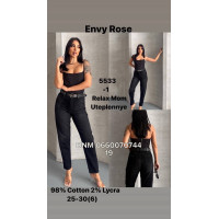 Envy Rose Mom relax джинси чорного кольору євро байка утеплені зима 25-30 5533-1