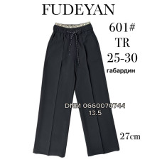 Fudeyan Wide leg брюки габардин чорного кольору широкі 25-30 601