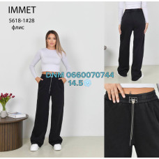 Immet  Wide leg брюки трикотажні чорного кольору утеплені фліс зима 28-33 5618