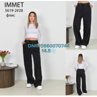 Immet  Wide leg брюки трикотажні чорного кольору утеплені фліс зима 28-33 5619-2