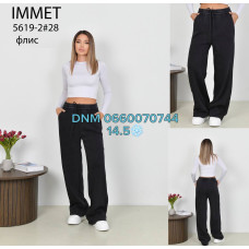 Immet  Wide leg брюки трикотажні чорного кольору утеплені фліс зима 28-33 5619-2