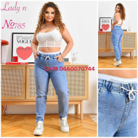 Lady N  Мом джинси пояс на резинці блакитного кольору стрейч весна 32-42 785
