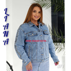 Liana  Куртка джинсова блакитного кольору з камінцями 2XL-7XL 374