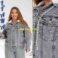 Liana  Куртка джинсова сірого кольору L-5XL 340