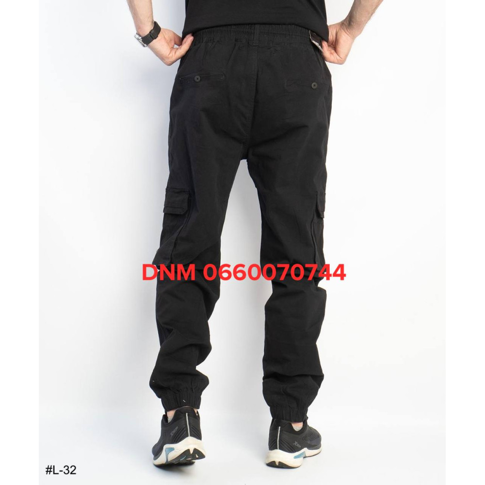 Lihong Джогери брюки чорного кольору з боковими кишенями Jogger 29-38 32
