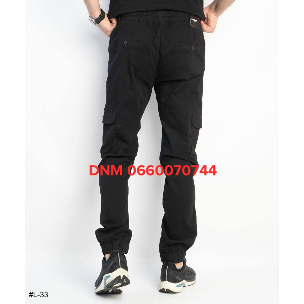 Lihong Джогери брюки чорного кольору з боковими кишенями Jogger 29-38 33