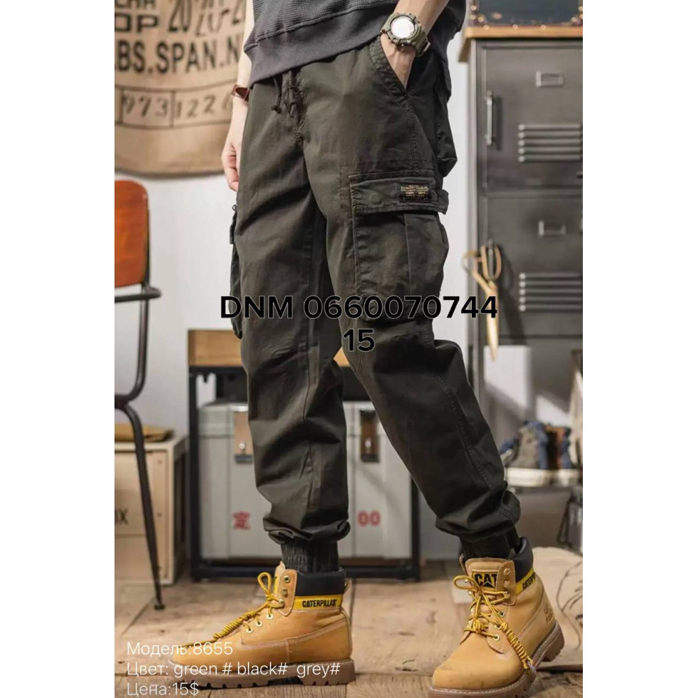 Superlupp Джогери брюки хакі кольору з боковими кишенями Jogger fit 30-38 8655