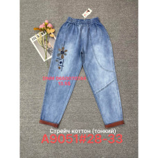 Yingguoxiang Мом джинси пояс на резинці синього кольору Mom fit 28-33 9051