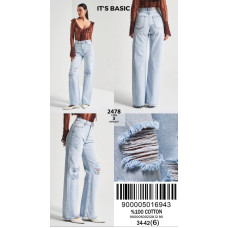 It’s basic  Straight джинси блакитного кольору рвані 34-42 2478