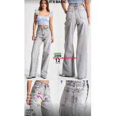 It’s basic  Wide leg джинси без стрейча сірого кольору весна широка штанка 32-36 2498-12