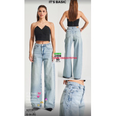 It’s basic  Wide leg джинси без стрейча блакитного кольору весна широка штанка 32-36 2498-80