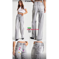 It’s basic  Wide leg джинси без стрейча сірого кольору весна широка штанка 32-36 2505-12