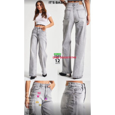 It’s basic  Wide leg джинси без стрейча сірого кольору весна широка штанка 32-36 2505-12