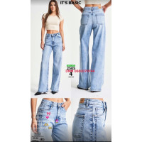 It’s basic  Wide leg джинси без стрейча блакитного кольору весна широка штанка 32-36 2505-4