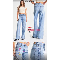 It’s basic  Wide leg джинси без стрейча блакитного кольору весна широка штанка 38-48 2507-4
