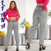 Liana  Мом резинка джинси сірого кольору стрейч 31-38 1-014