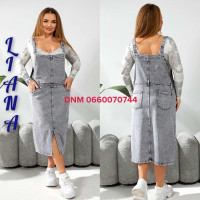 Liana  Сарафан джинсовий сірого кольору весна 3XL-8XL 324