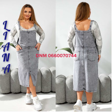 Liana  Сарафан джинсовий сірого кольору весна 3XL-8XL 324